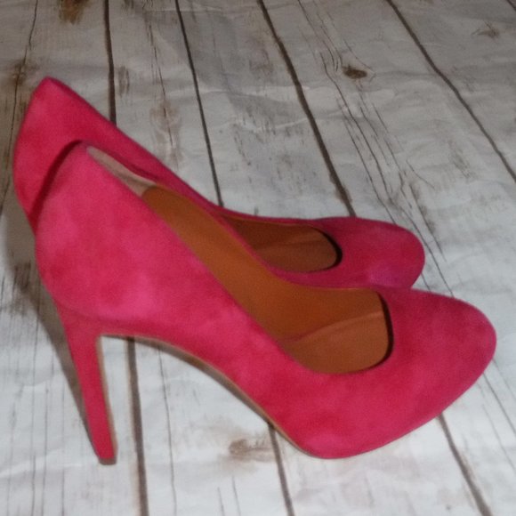 Rebecca Minkoff Azuma Fuchsia Pink Suede Heels - Picture 1 of 5